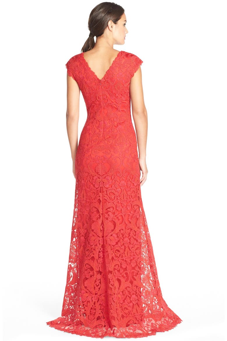 Corded Lace A-Line Gown, Alternate, color, FLAME