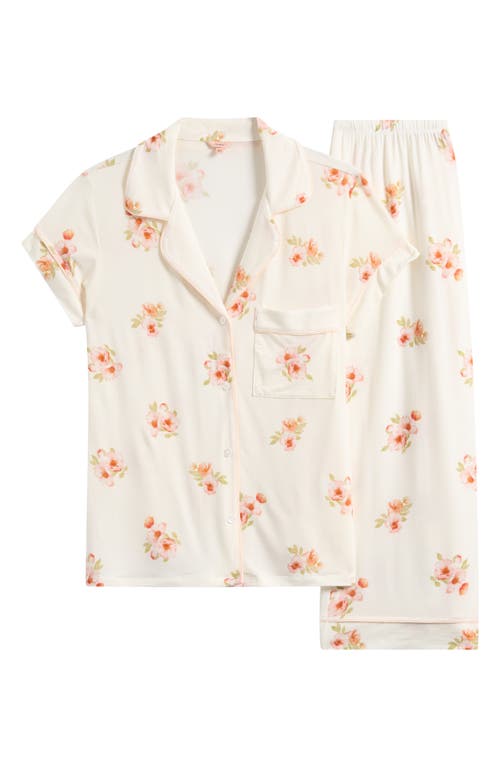 Shop Eberjey Sleep Chic Crop Pajamas In Floral Bloom/vanilla Cream