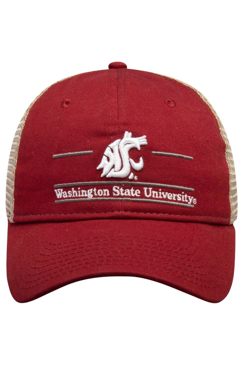 Men's The Game Crimson Washington State Cougars Split Bar Trucker Adjustable Hat, Alternate, color, Crimson