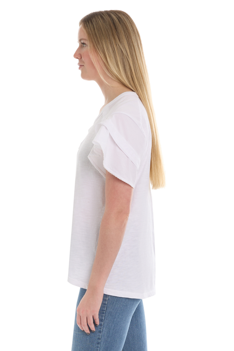 Ruffle Short Sleeve Tee, Alternate, color, White