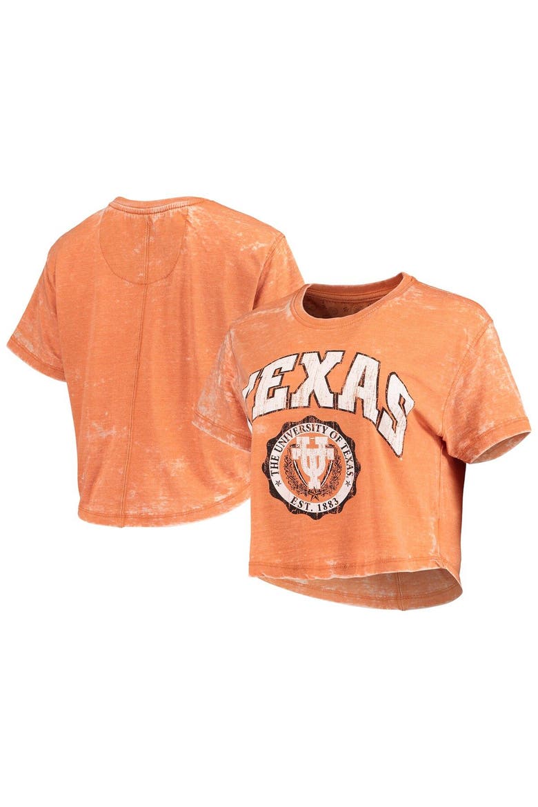 Women's Pressbox Texas Orange Texas Longhorns Edith Vintage Burnout Crop T-Shirt, Main, color, Burnt Orange