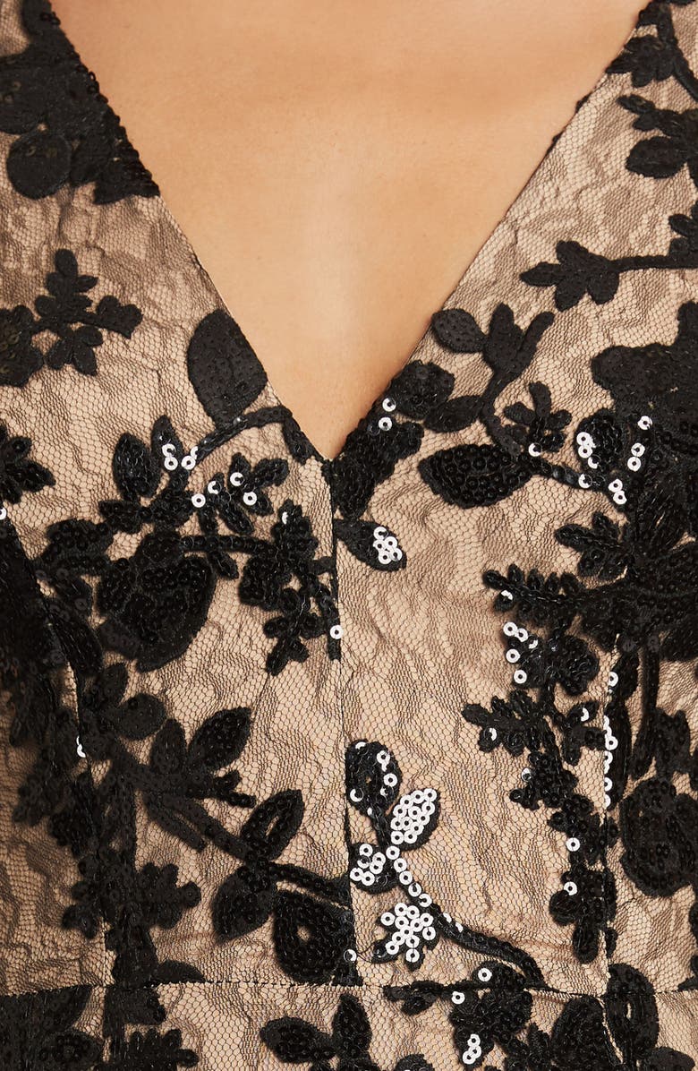 Dress the Population Rebecca Floral Lace Midi Dress, Alternate, color, 