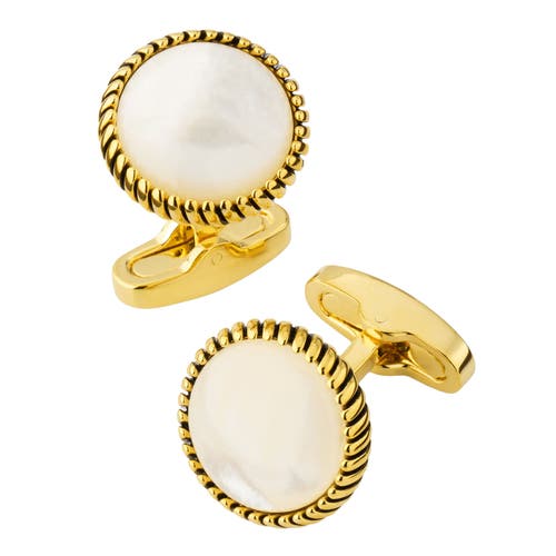 Link Up Round Cufflinks With Texture Border In Multi