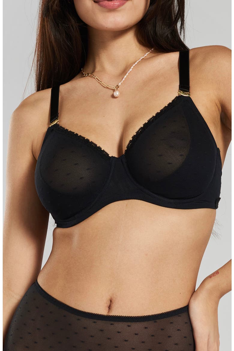 Konara Recycled-Lace Fuller-Cup Underwire Bra, Main, color, Volcanic Black