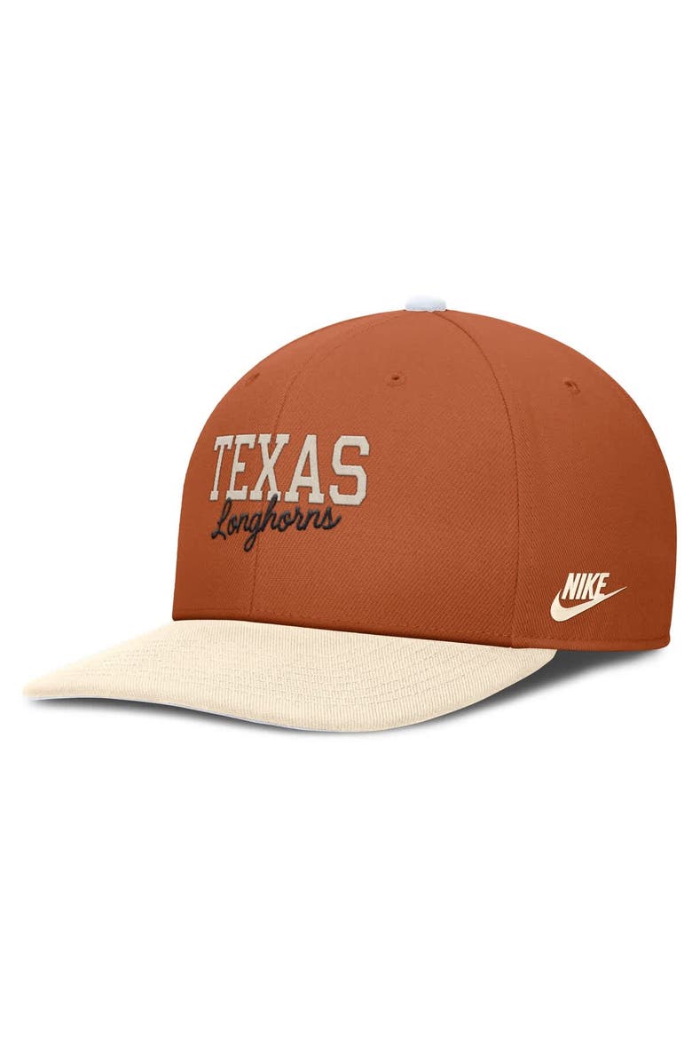 Men's Nike Texas Orange/Cream Texas Longhorns Pro Legacy Script Snapback Hat, Alternate, color, Burnt Orange