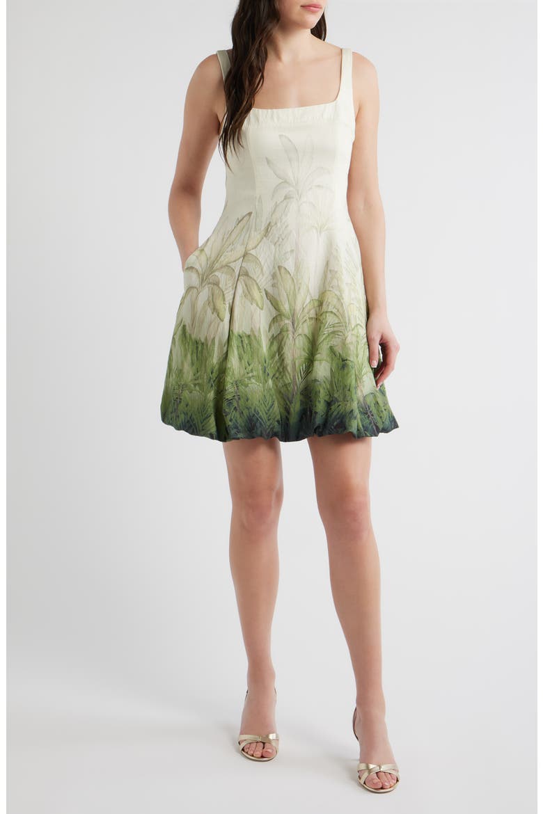Tropical Print Minidress, Main, color, IVORY MULTI