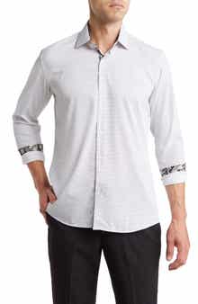 Azaro Uomo Slim Fit Dot Print Performance Dress Shirt