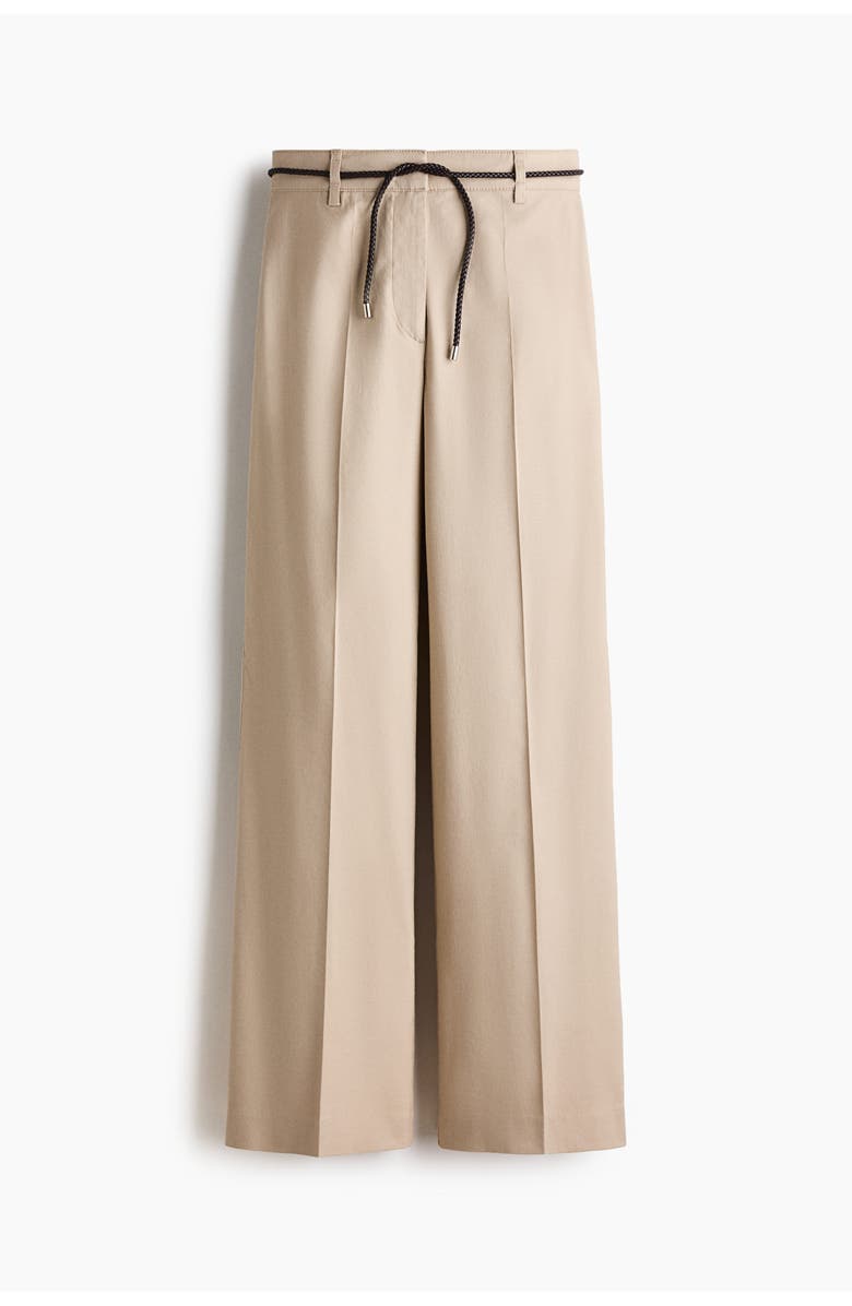 H&M Linen-blend Bootcut Trousers, Main, color, Beige