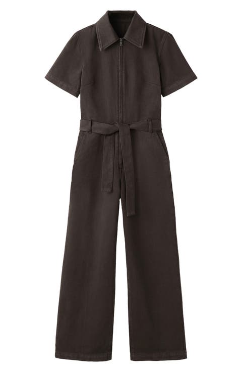 Belted Denim Jumpsuit
