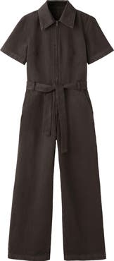 MANGO Belted Denim Jumpsuit