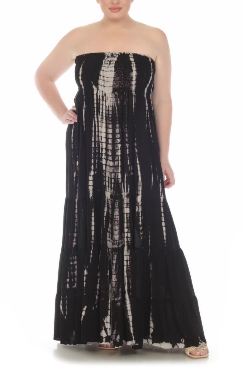 BOHO ME Tie Dye Strapless Maxi Dress, Alternate, color,
