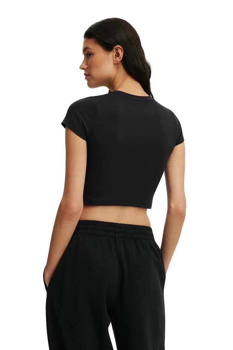 Women's Active Ultra Soft Cropped Fitted Tshirt, Alternate, color, Black