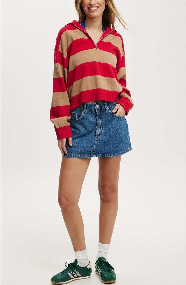 Cotton On Women's Preppy Half Zip Sweater, Alternate, color, 