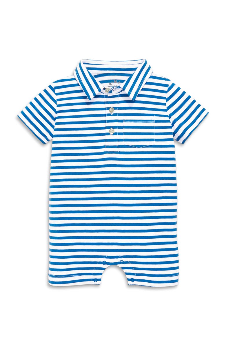 Primary Baby Polo Shortie In Mini Stripe, Main, color, Blueberry White Stripe