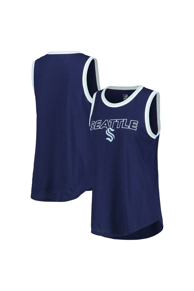 Women's G-III 4Her by Carl Banks Deep Sea Blue Seattle Kraken Strategy Tank Top, Main, color, Navy