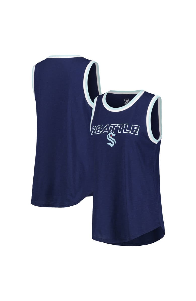 G-III 4HER BY CARL BANKS Women's G-III 4Her by Carl Banks Deep Sea Blue Seattle Kraken Strategy Tank Top, Main, color, Navy