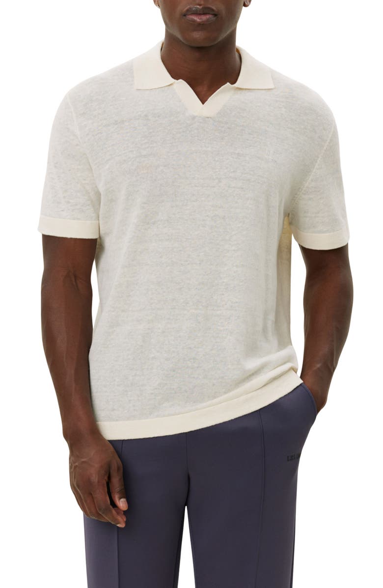 Les Deux Emmanuel Linen & Cotton Polo Sweater, Main, color, Ivory