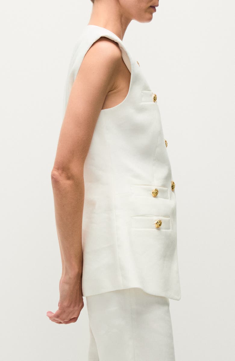 Veronica Beard Tamara Linen Blend Vest, Alternate, color, Off White