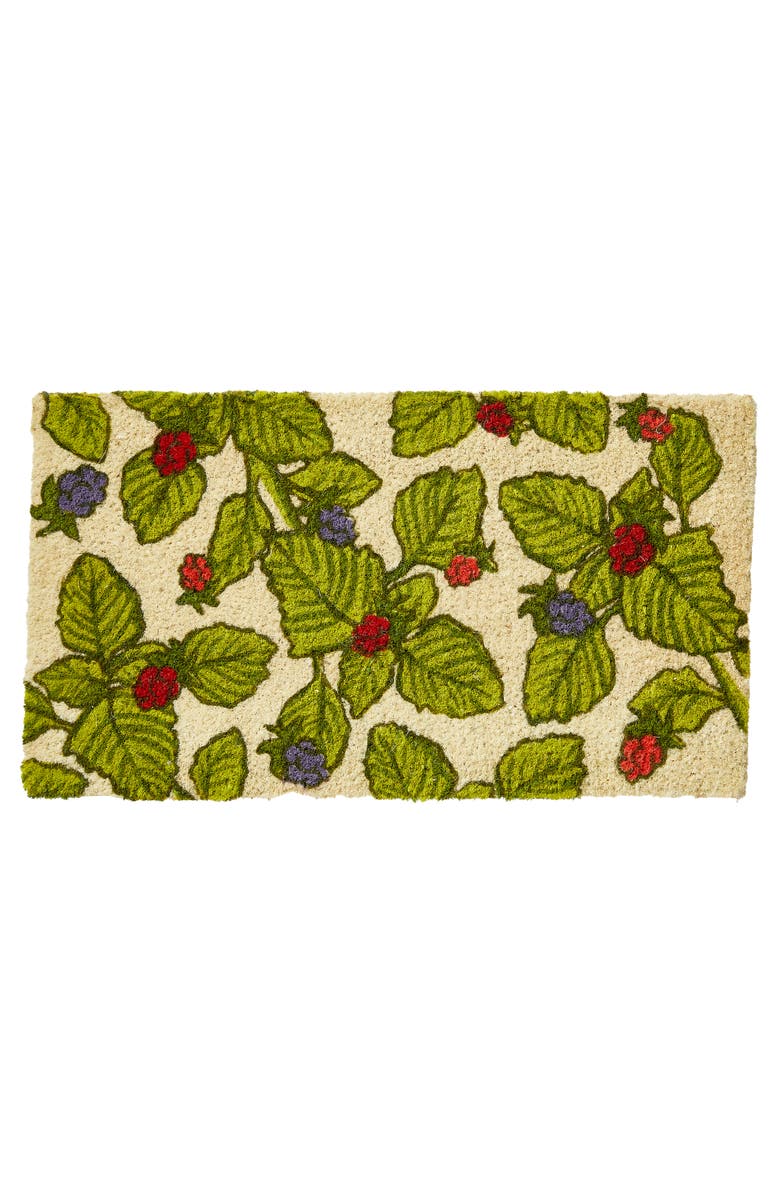 tag Wild Berries Coir Door Mat Everyday Multi-Color Rug, Main, color, Green