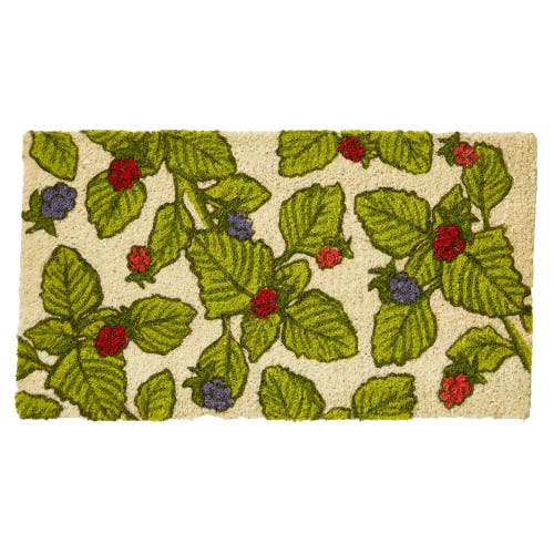 Tag Wild Berries Coir Door Mat Everyday Multi-color Rug In Green