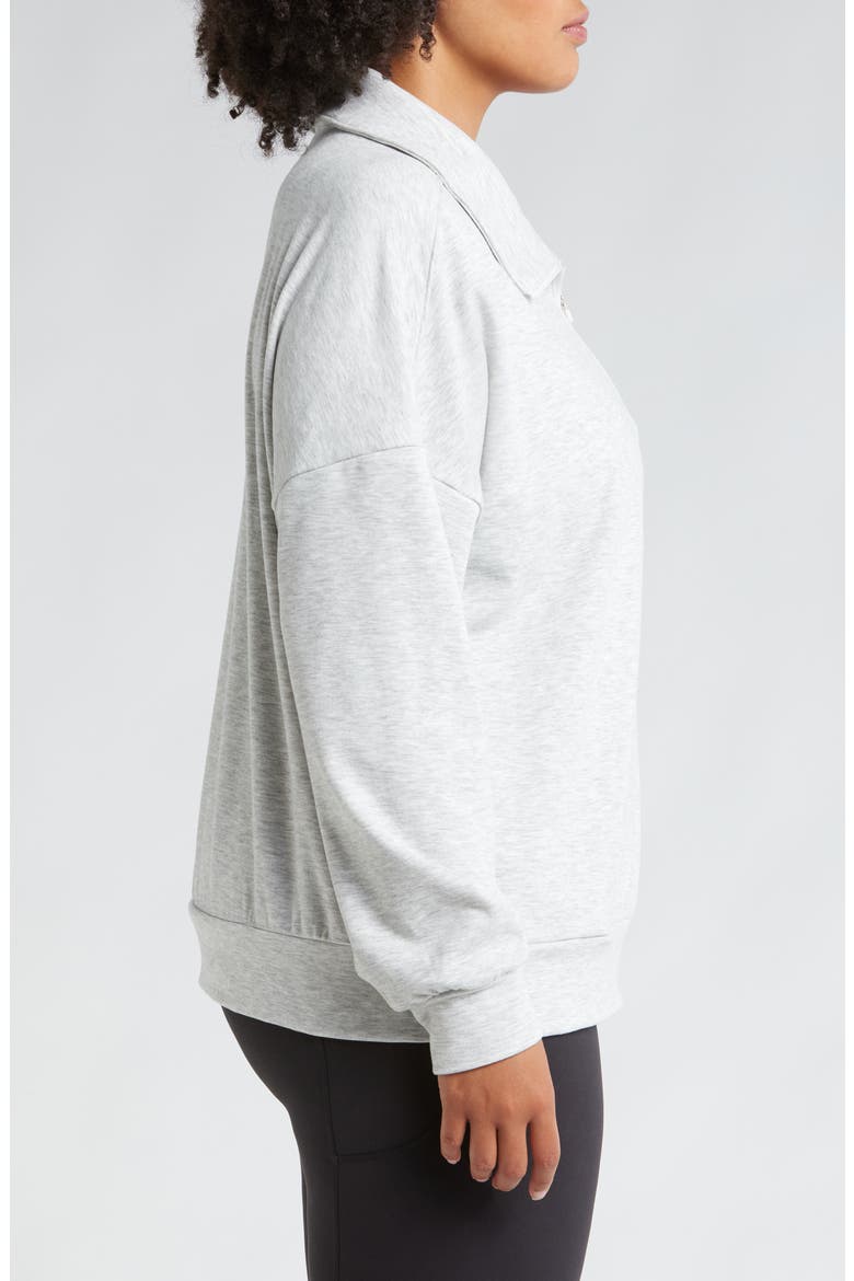 Cozy Half Zip Sweatshirt, Alternate, color, IVORY DOVE HEATHER