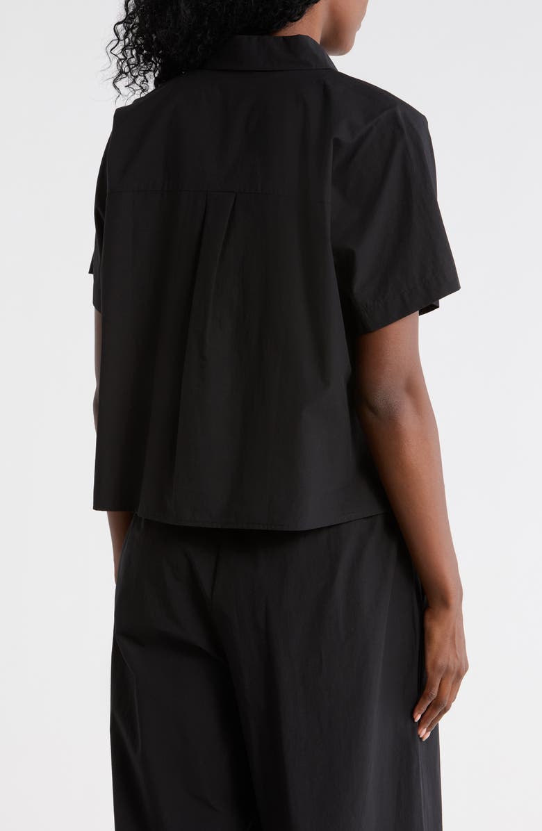 Eileen Fisher Classic Collared Organic Cotton Shirt, Alternate, color, Black