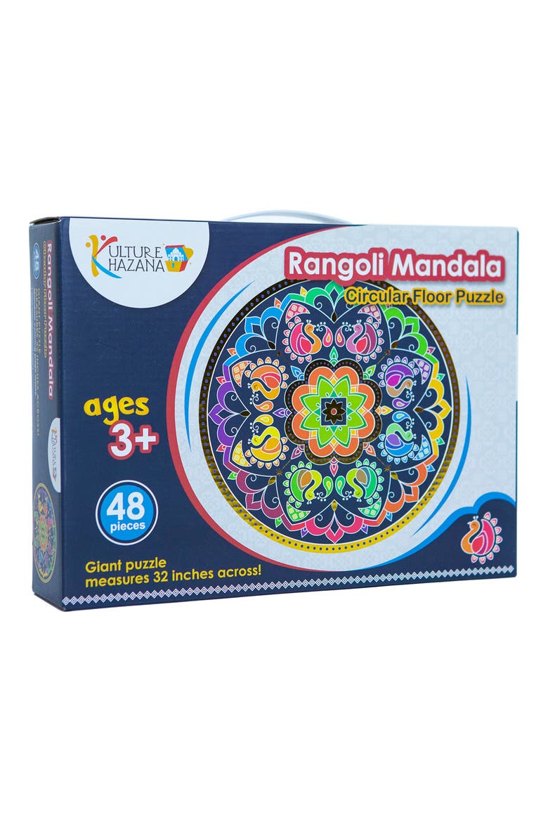 Rangoli Mandala Circular 48-Piece Floor Puzzle, Alternate, color, MULTICOLOR