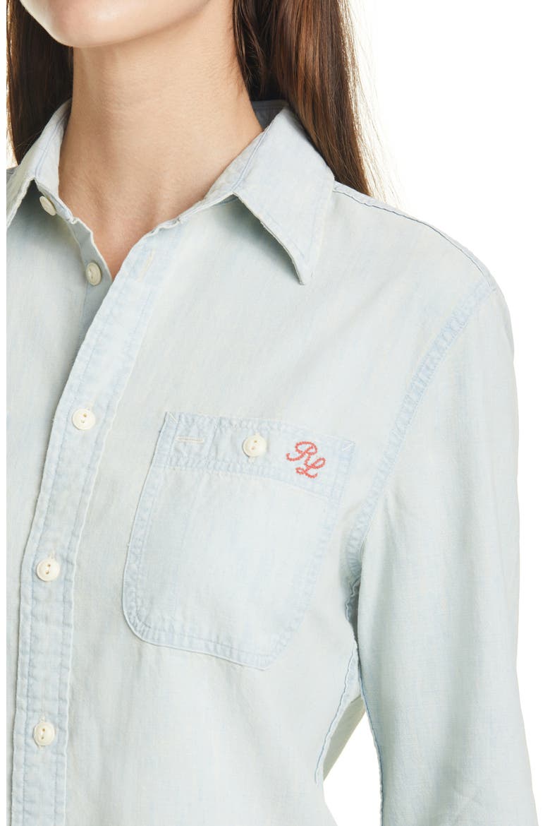 Polo Bear Graphic Chambray Button-Up Shirt, Alternate, color, CHAMBRAY