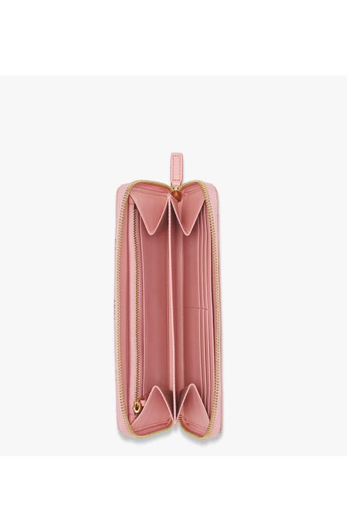 Mcm Aren Zip Around Wallet In Soft Pink