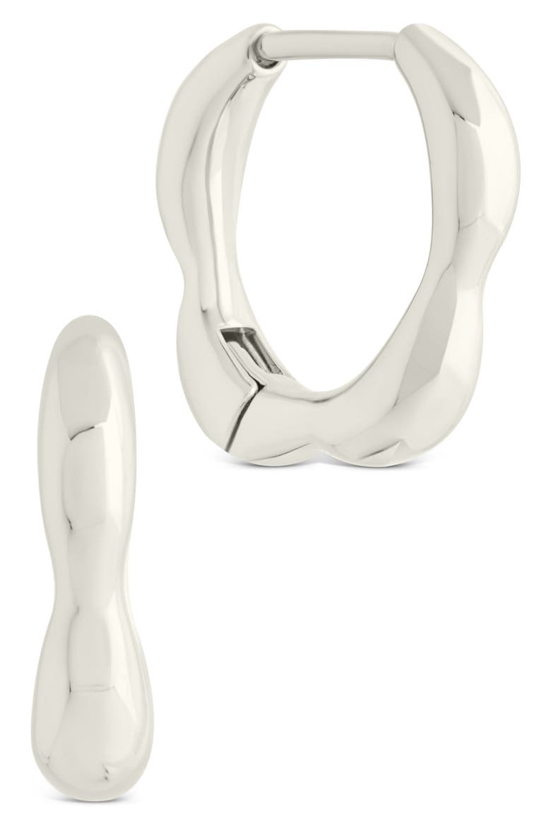 Aileen Molten Micro Hoop Earrings, Main, color, SILVER