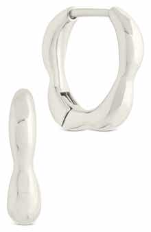 Sterling Forever Aileen Molten Micro Hoop Earrings