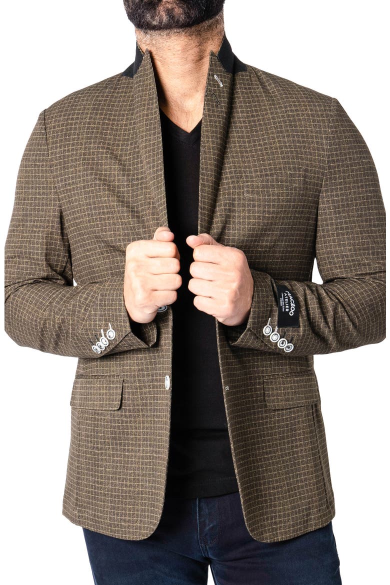 Descartes Unconstructed Check Vortex Brown Blazer, Main, color, BROWN