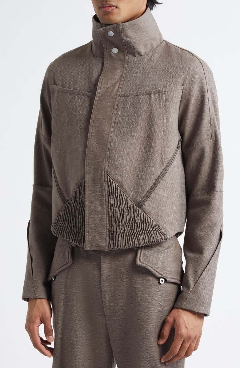 KIKO KOSTADINOV Zafar Herringbone Crop Jacket, Alternate, color, 