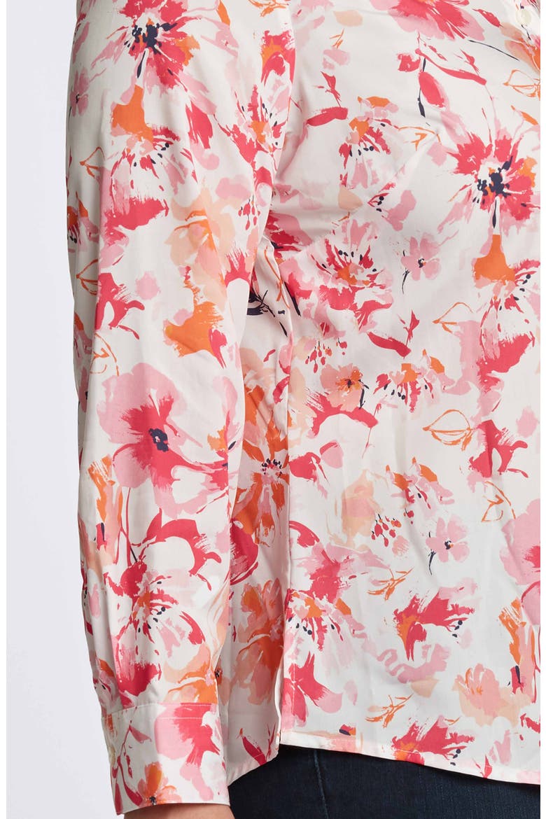 Mary Floral Cotton Button-Up Shirt, Alternate, color, PINK MULTI