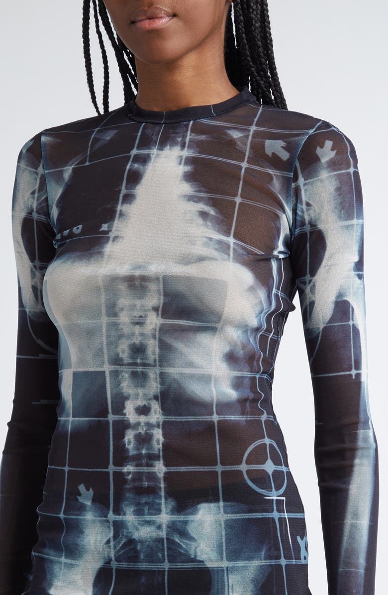 Jean Paul Gaultier Squeletor Print Tulle T-Shirt, Alternate, color,