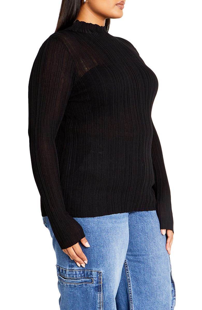 City Chic Crinkle Mock Neck Sweater, Alternate, color, 