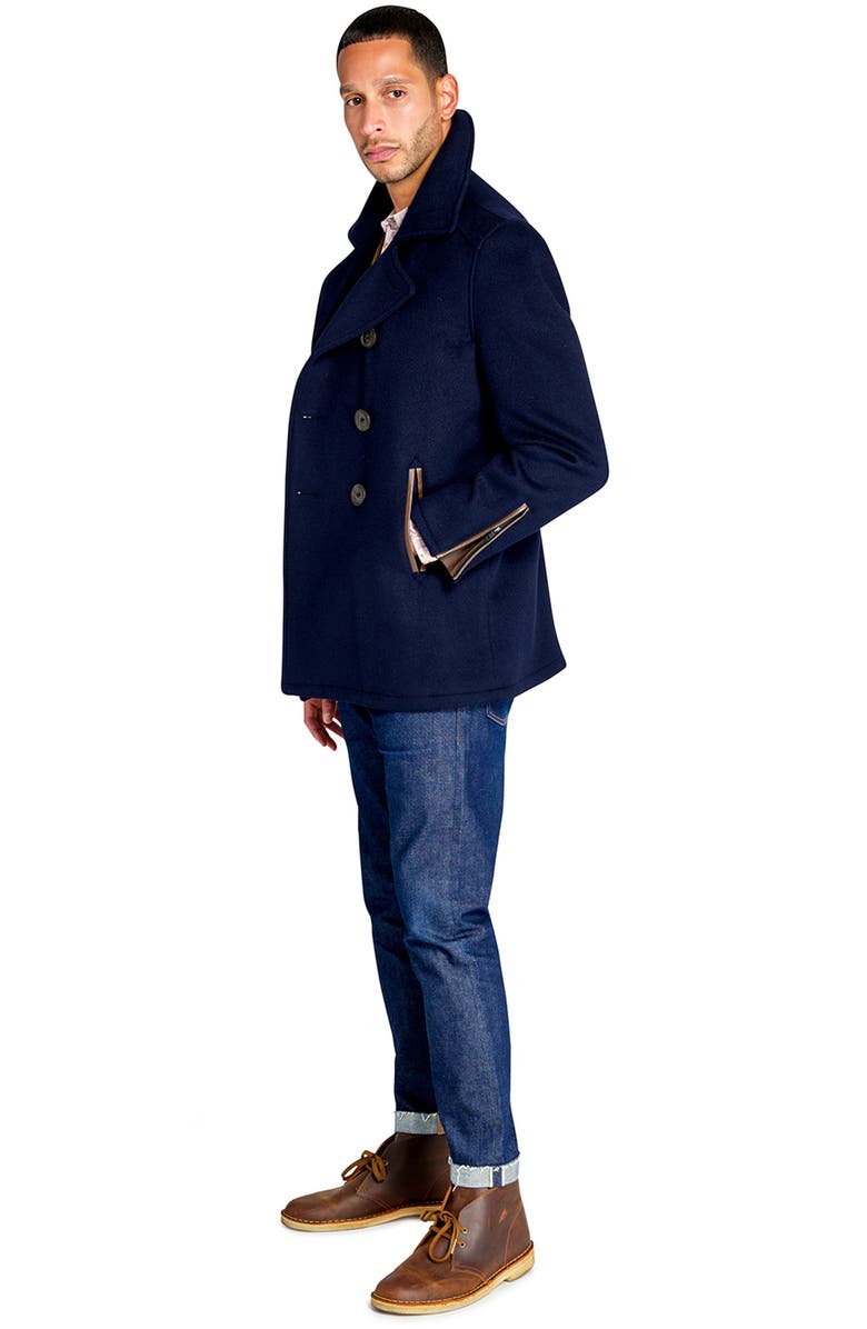 Brooklyn Brigade Navy Wool Double Breasted Peacoat, Alternate, color,