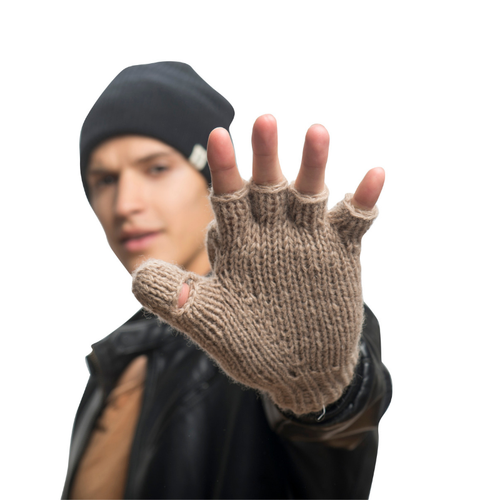 Nirvana Designs Fingerless Gloves With Button Flap And Fleece Lining In Teal