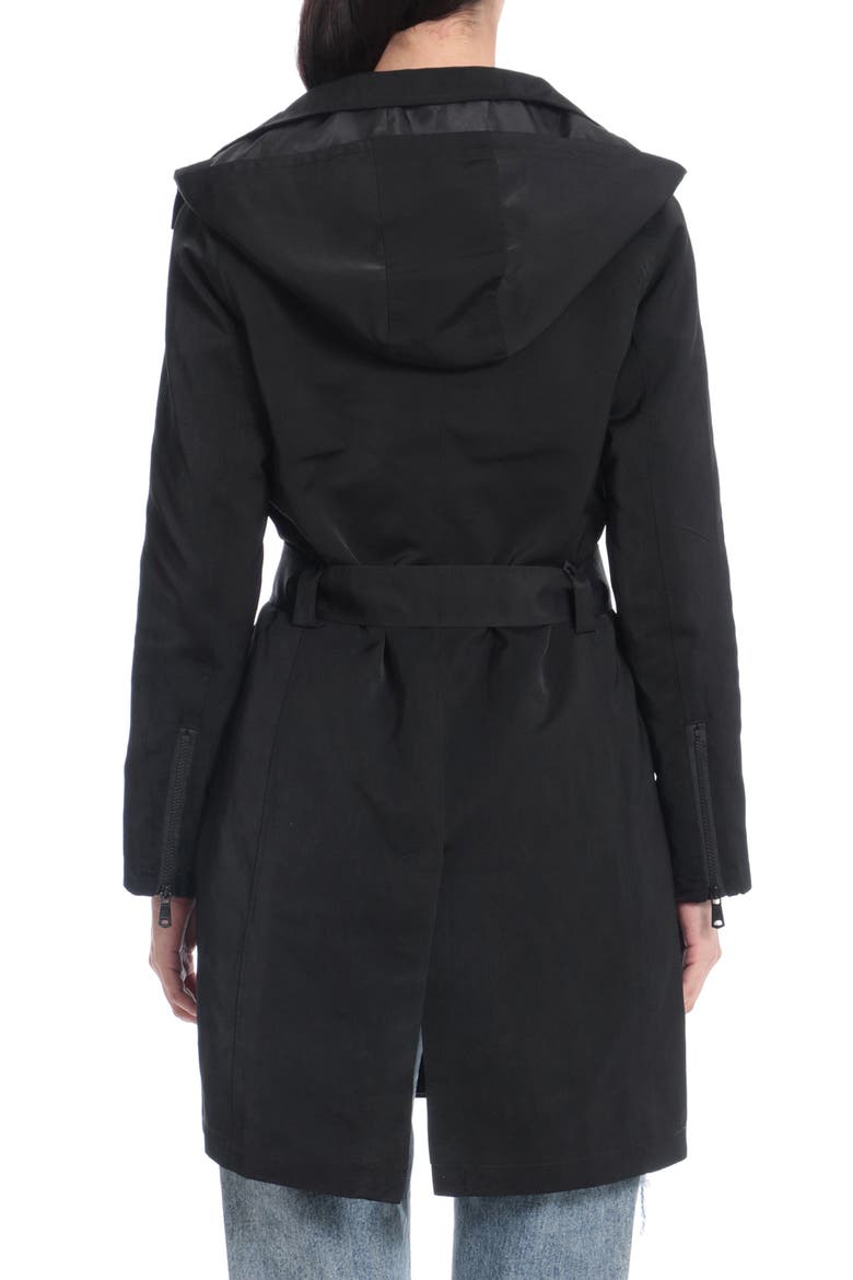 Belted Moto Rain Jacket, Alternate, color, BLACK
