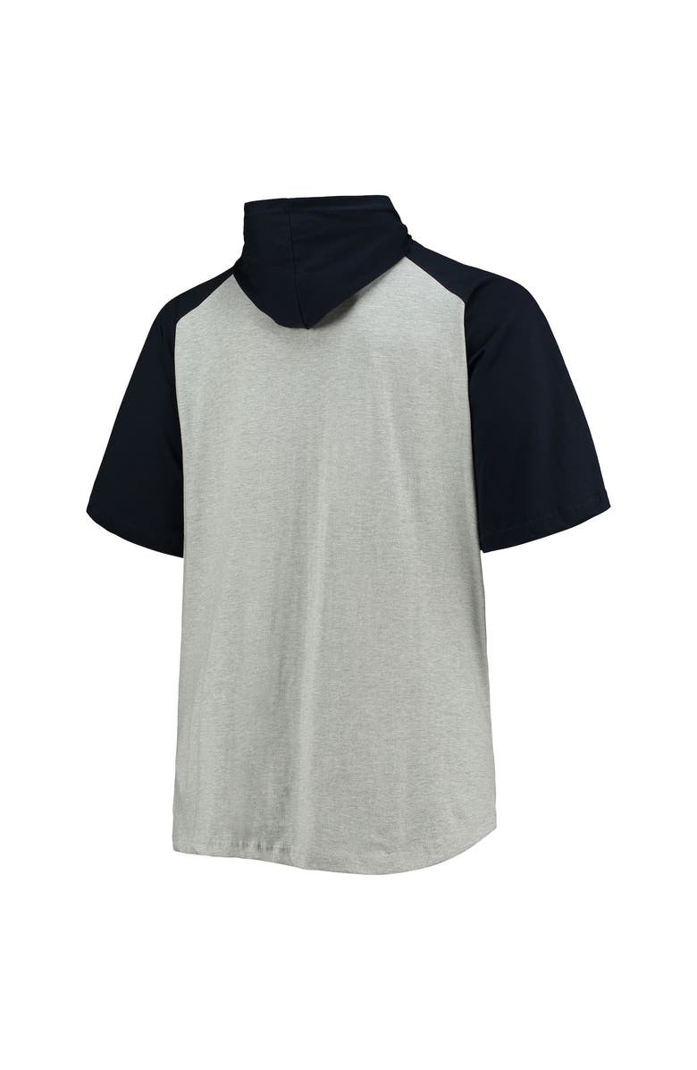 PROFILE Men's Heathered Gray/Navy Tennessee Titans Big & Tall Raglan Short Sleeve Pullover Hoodie, Alternate, color,