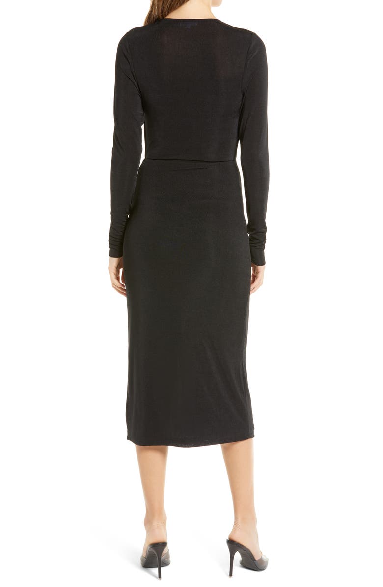 Good American Shimmer Long Sleeve Faux Wrap Dress, Alternate, color, 