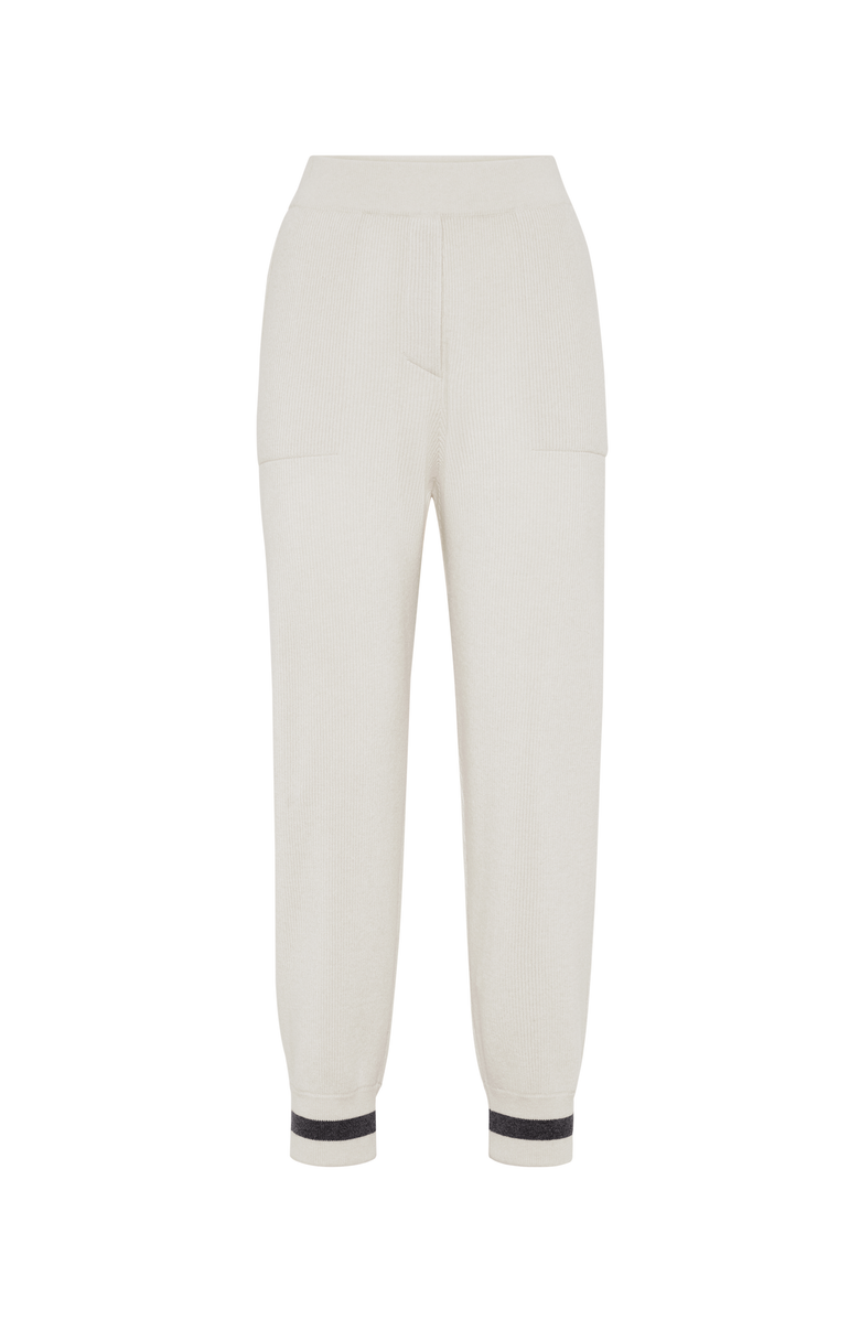 Brunello Cucinelli Cashmere English rib knit trousers, Main, color, 