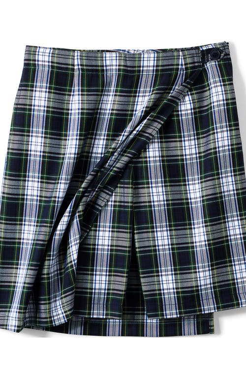 Lands' End School Uniform Plaid A Line Tab Skort Top Of Knee In White