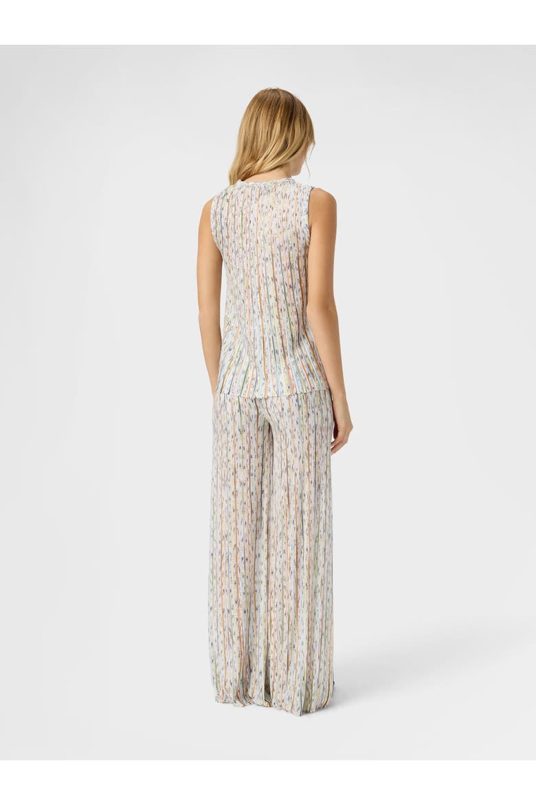 Sleeveless Top In Ribbed Viscose Blend With Sequins, Alternate, color, White & Green