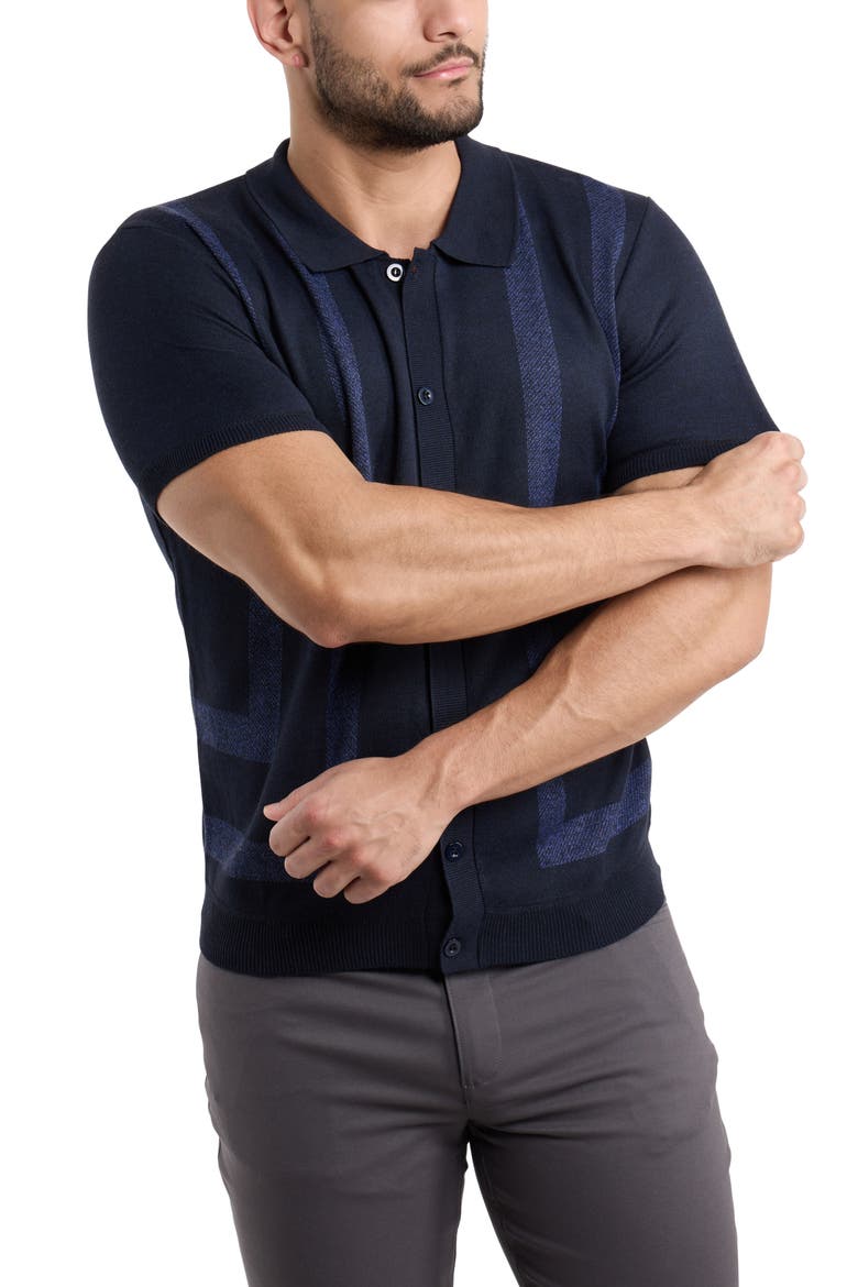 Stripe Polo Sweater, Alternate, color, NAVY