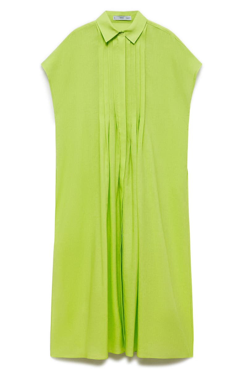 MANGO Pleated Side Slit Midi Shirtdress, Alternate, color,