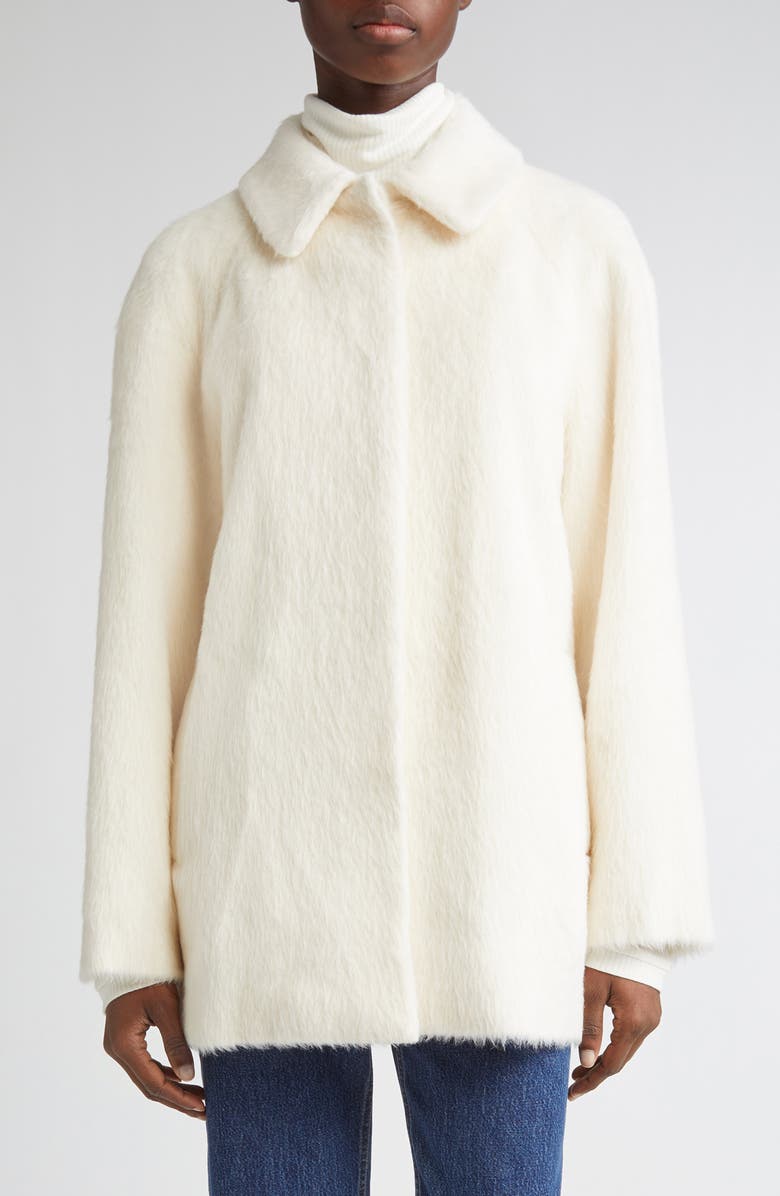 LOULOU DE SAISON Jakob Wide Fit Alpaca & Wool Short Jacket, Main, color, Ivory