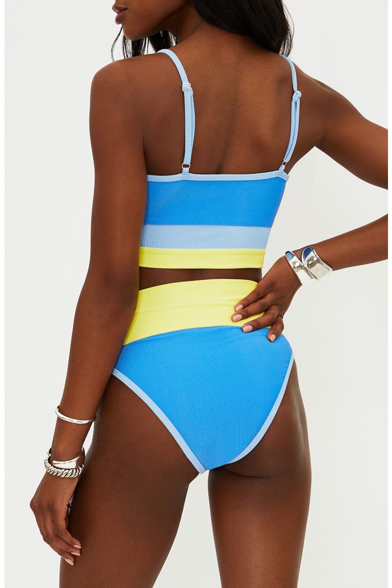 Emmy Colorblock High Waist Bikini Bottoms, Alternate, color, MARINA BLU