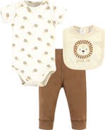 Hudson Baby Cotton Bodysuit, Pant and Bib Set