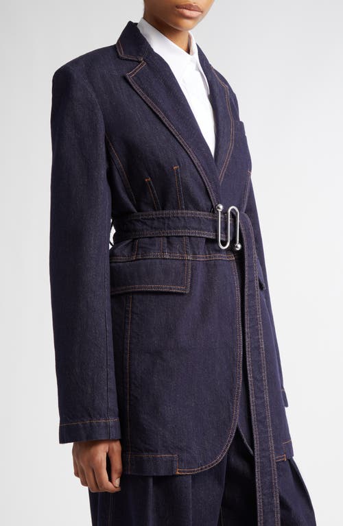 Sportmax Waist Belted Longline Jacket With Notched Lapels In Navy